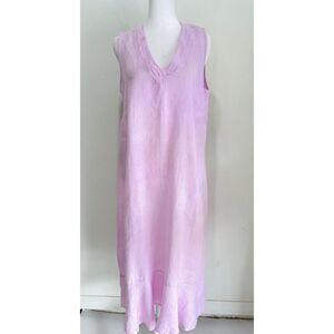 Francesca bettini linen maxi dress Italy rafle pink tropical resort women S